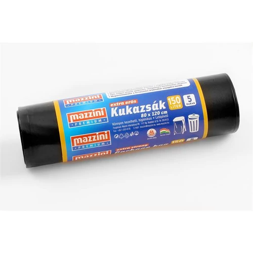 Nagykukazsák, extra erős, 150 l, 5 db, 80x120 cm, 40 µ, MAZZINI 