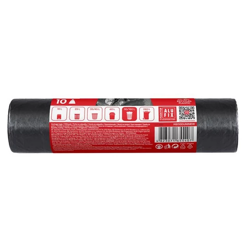 Szemeteszsák, extra erős, 110 l, 10 db, 70x110 cm, 33 µ, ALUFIX, fekete