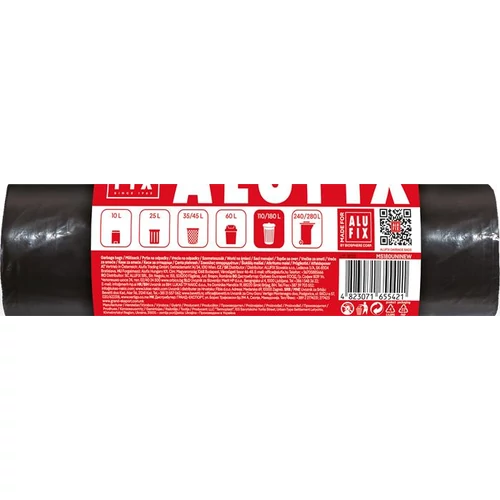 Szemeteszsák 180 l, 10 db, 80x120 cm, 45 µ, ALUFIX, fekete