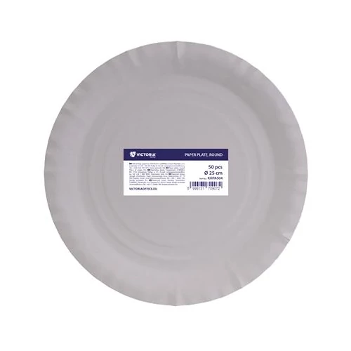 Papírtányér, kerek, 25 cm átmérő, VICTORIA FACILITY
