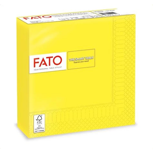 Szalvéta 2 rétegű 33x33 cm 50 lap/cs Fato Smart Table sárga