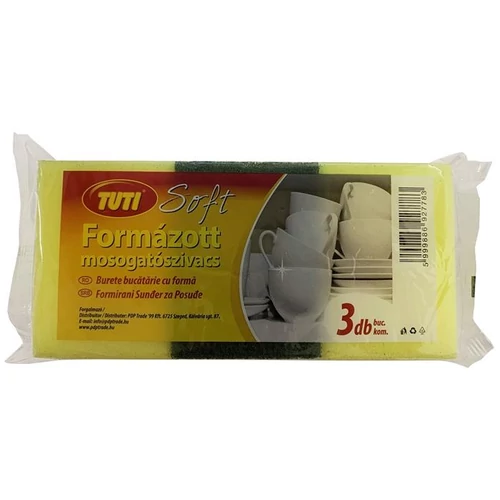 Mosogatószivacs, formázott, 3 db, TUTI 