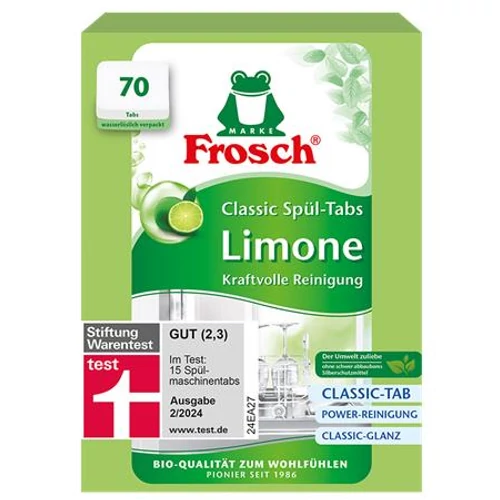Mosogatógép tabletta FROSCH zöldcitrom-classic 70 darabos