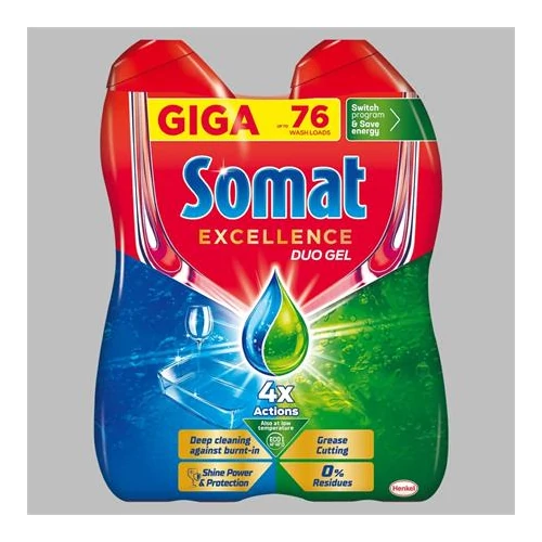 Mosogatógép mosogatógél, duo, 2x684 ml, SOMAT 