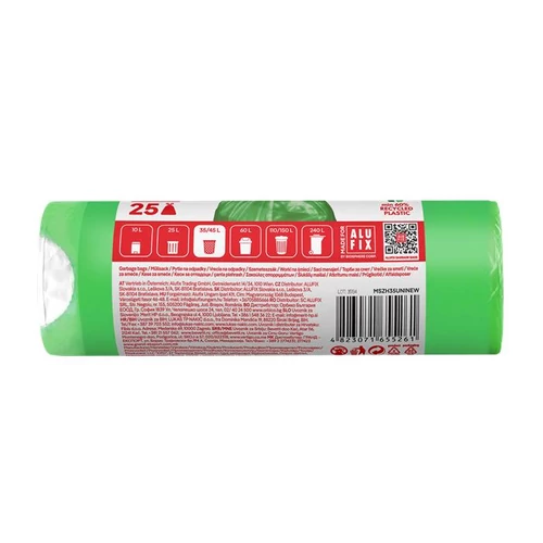 Szemeteszsák, zárószalagos, 35 l, 25 db, ALUFIX