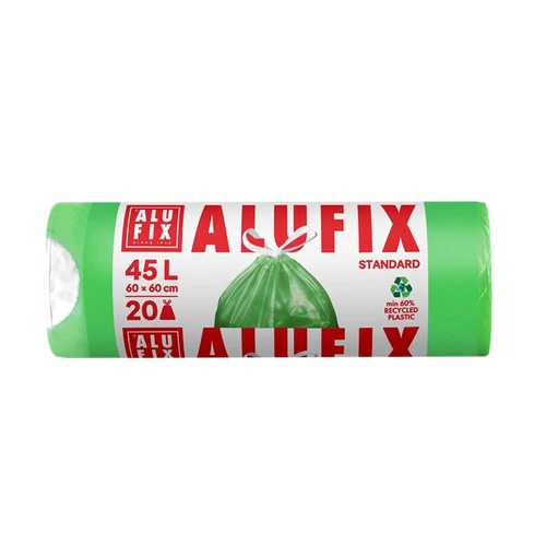 Szemeteszsák, zárószalagos, 45 l, 20 db, ALUFIX, 