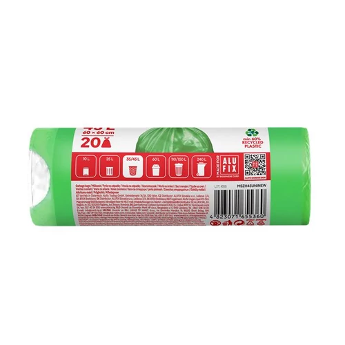 Szemeteszsák, zárószalagos, 45 l, 20 db, ALUFIX, 