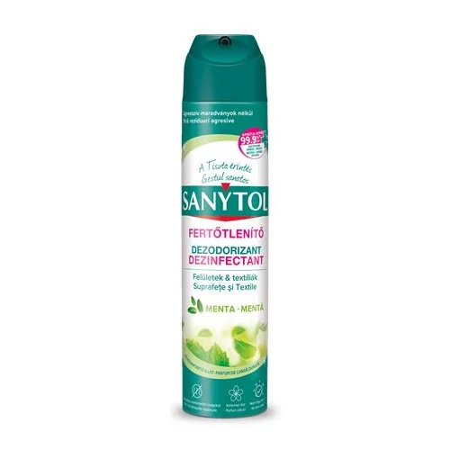 Légfrissítő, fertőtlenítő, 300 ml, SANYTOL, menta