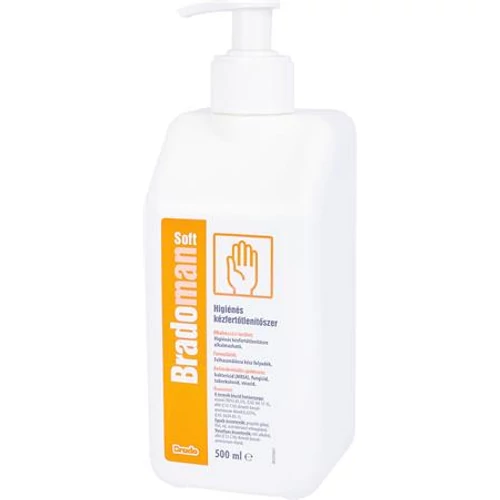 Kézfertőtlenítő szer, higiénés, pumpás, 500 ml, BRADOMAN 