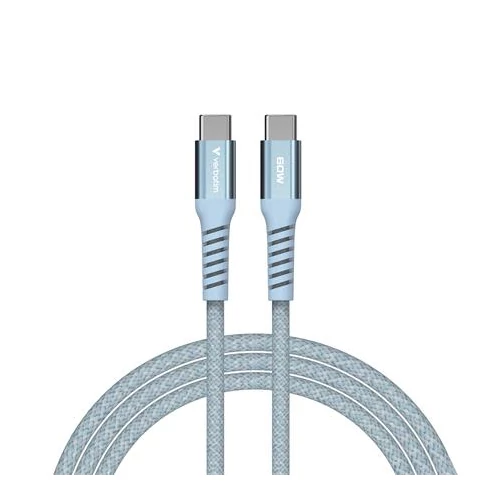 USB kábel, USB-C - USB-C, 1,2 m, 60W, mágneses, VERBATIM, kék