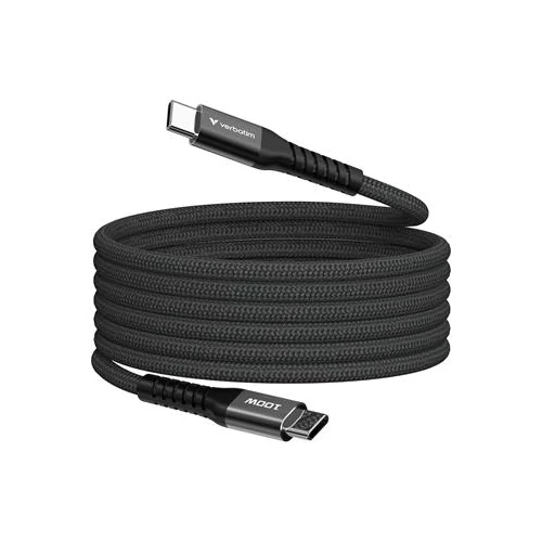 USB kábel, USB-C - USB-C, 1,2 m, 100W, mágneses, VERBATIM, fekete