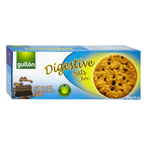 Keksz GULLON Digestive zabpelyhes korpás étcsoki darabokkal 425g