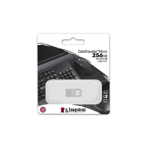 Kingston 256GB DataTraveler Micro USB3.2 A Ezüst (DTMC3G2/256GB) pendrive
