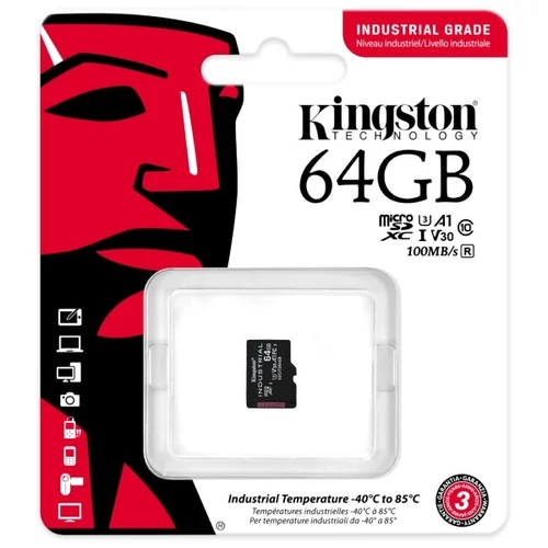 Kingston 64GB SD micro Industrial (SDXC Class 10 A1) (SDCIT2/64GBSP) memória kártya