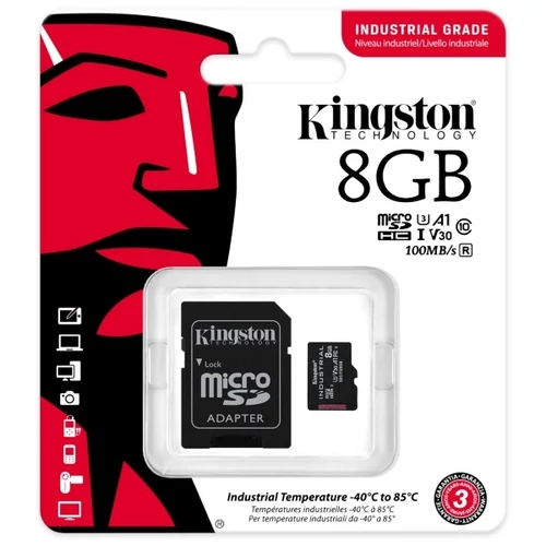 Kingston 8GB SD micro Industrial (SDHC Class 10 A1) (SDCIT2/8GB) memória kártya + adapter