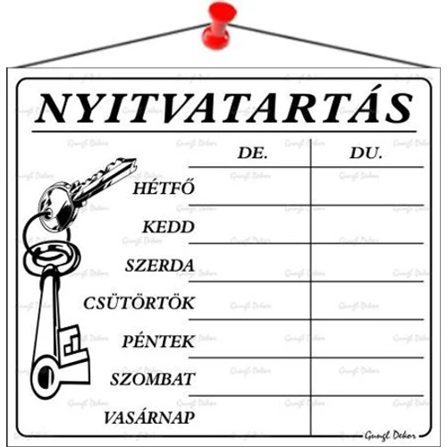 Piktogram Nyitva tartás /számokkal/ 7 napos fehér