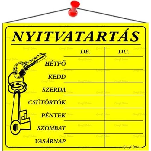 Piktogram Nyitva tartás /számokkal/ 7 napos sárga