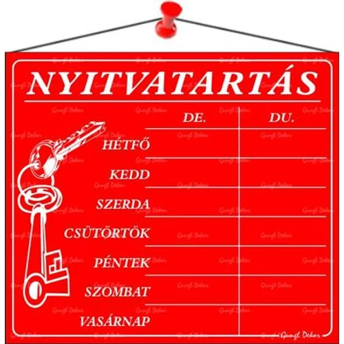 Piktogram Nyitva tartás /számokkal/ 7 napos piros