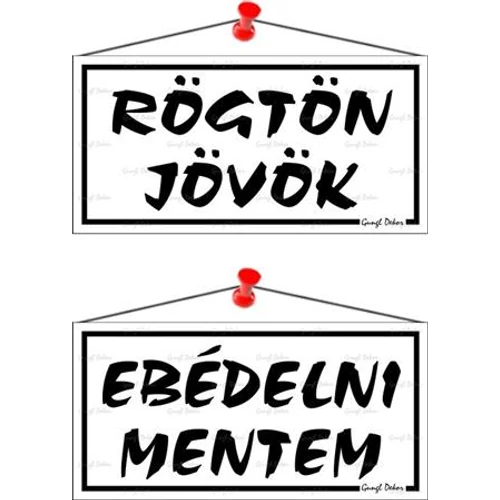 Piktogram Rögtön jövök-ebédelni mentem (kétold. tábla) fehér