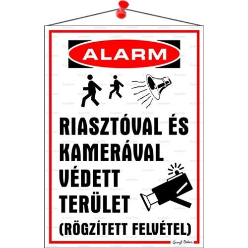 Piktogram Riasztóval és kamerával védett terület fehér