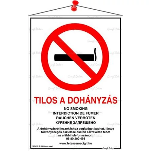 Piktogram Tilos a dohányzás! többnyelvű fehér új