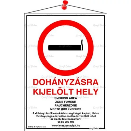 Piktogram Dohányzásra kijelölt hely 21x30 cm többnyelvű új