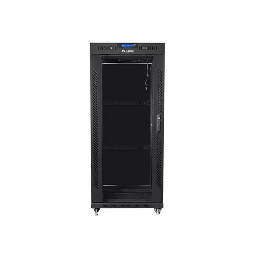 Lanberg FF01-6827-12BL 19" 27U SZÉL:600 MÉLY:800 MAG:1431 lapraszerelt üvegajtós fekete rack szekrény