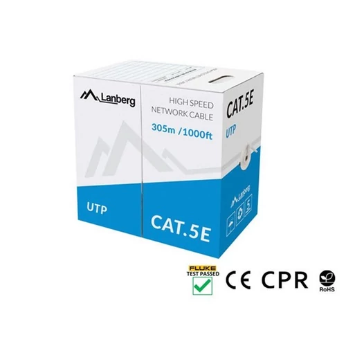 Lanberg LCU5-11CU-0305-S 305m Cat5e U/UTP AWG24 Eca PVC árnyékolatlan szürke fali kábel