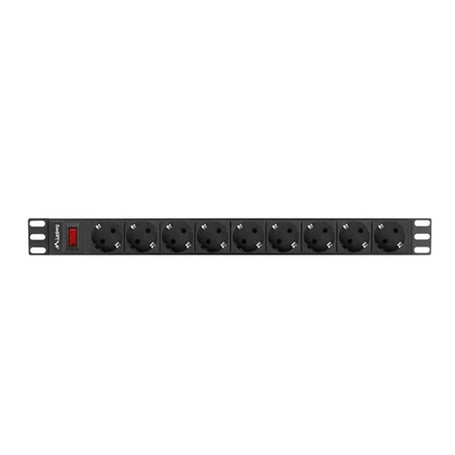 Lanberg PDU-09F-0300-BK 3m vezetékkel 19"/1U 9xShucko aljzat Uni-schuko csatlakozóvéggel fekete elosztósor kapcsolóval