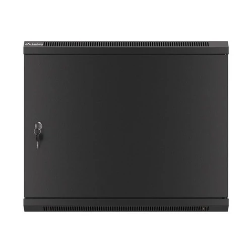 Lanberg WF01-6409-00B 19" 9U SZÉL:600 MÉLY:450 MAG:512 lapraszerelt fémajtós fekete fali rack szekrény