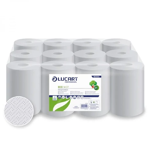 Kéztörlő 2 rétegű tekercses átmérő: 14 cm fehér 12 tekercs/karton 14 CF EcoLucart_861080