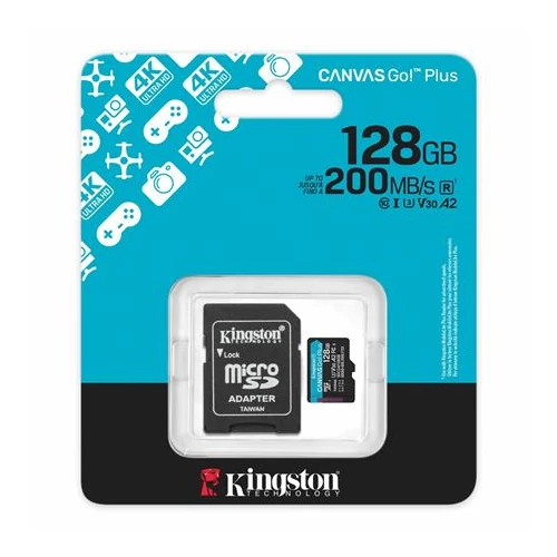 Kingston 128GB SD micro (MicroSDXC V30 U3) SDCG4/128GB memória kártya adapterrel