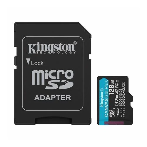 Kingston 128GB SD micro (MicroSDXC V30 U3) SDCG4/128GB memória kártya adapterrel