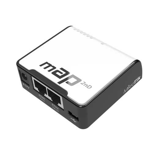 MikroTik mAP 64MB RAM, 2xLAN, 2,4GHz integrált antennás wifi router