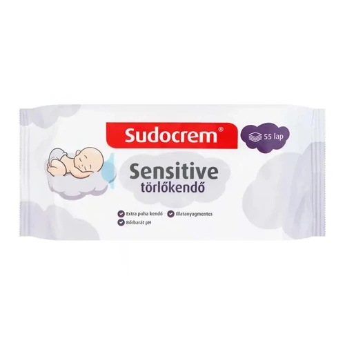 Nedves törlőkendő 55 lap/cs Soft Clean Sudocream