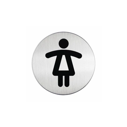 Piktogram, információs tábla, átmérő 83mm, Női WC Durable ezüst