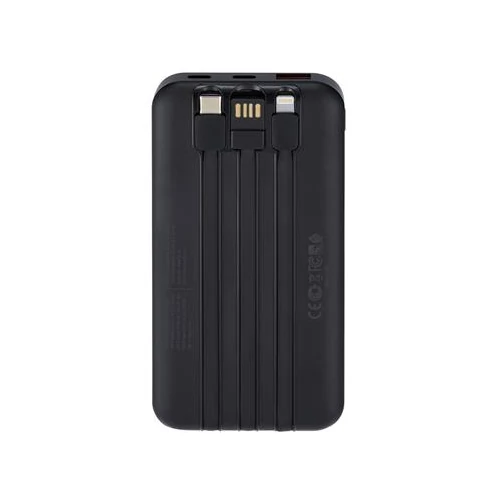 Power bank, beépített kábellel, 10.000mAh, RIVACASE 