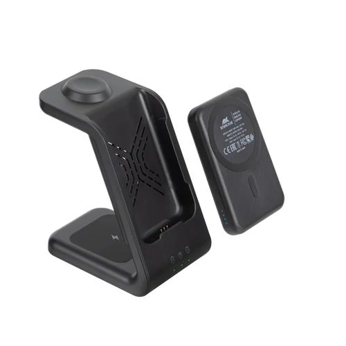 Töltőállomás, vezeték nélküli, mágneses, 5000mAh, RIVACASE 