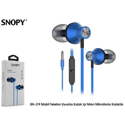 Snopy Fülhallgató - SN-J19 (mikrofon, 3.5mm TRRS jack, 1.2m kábel, kék)