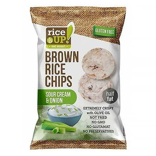 Barnarizs chips, 60 g, RICE UP, hagymás-tejfölös
