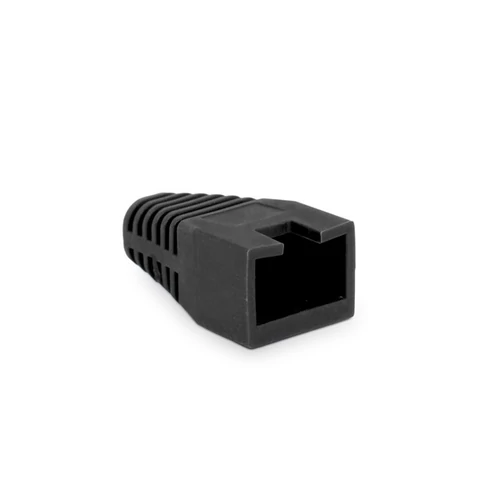 Rülstein 05287FK RJ45 8P8C moduláris dugókhoz fekete 100db "sima" törésgátló