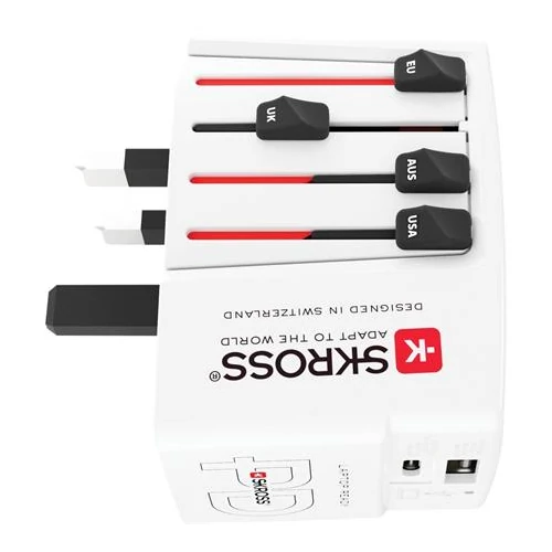 SKROSS 1.302333 World 65W USB-A/USB-C fehér világutazó adapter + Type-C kábel