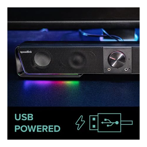 Hangszóró, 12W, 2x3.5 mm jack + USB-A, SPEEDLINK 