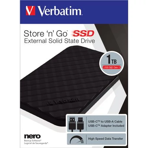 SSD (külső memória), 1TB, USB 3.2, VERBATIM 