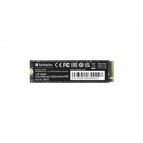 Verbatim 49375 Vi3000 1TB Internal PCIe NVMe M.2 fekete SSD