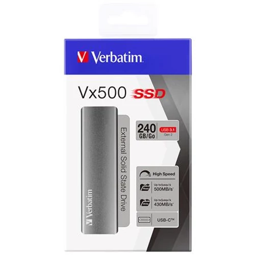 SSD (külső memória), 240 GB, USB 3.1, VERBATIM 