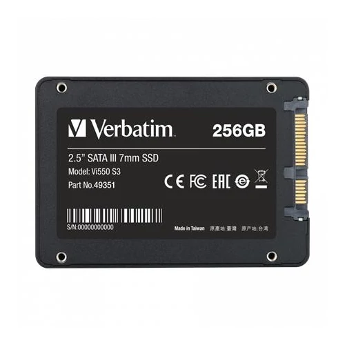SSD (belső memória), 256GB, SATA 3, 460/560MB/s, VERBATIM 