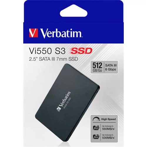 SSD (belső memória), 512GB, SATA 3, 500/520MB/s, VERBATIM 