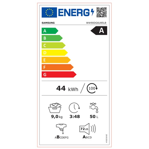 Samsung WW90DG6U85LBU4 9 kg fekete elöltöltős mosógép
