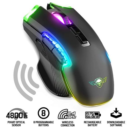 Spirit of Gamer ELITE-M70 4800DPI fekete vezeték nélküli gamer egér